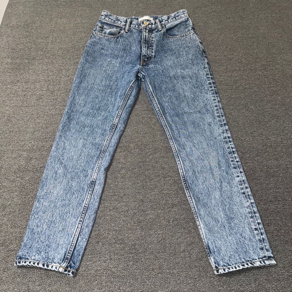 Moussy Vintage High Waist Straight Leg Jeans Acid Wash Blue Made in Japan Sz 26